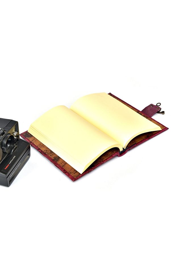 Hakiki Deri Şamua Kağıt Anahtar El Yapımı Hediyelik Anı Günlük Ajanda Defter Anahtar Bordo - 3