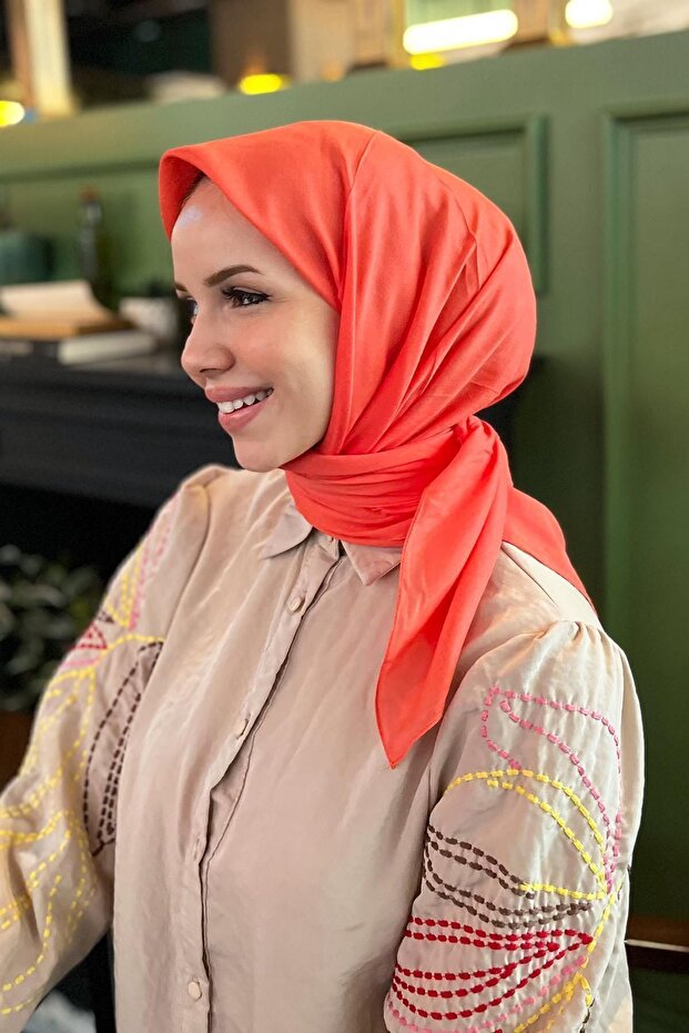Natural Modal Scarf - Atne-595 - Pomegranate Flower