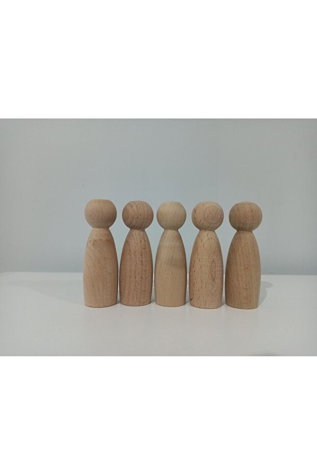 Wooden Raw Peg Doll from Beech 5-Piece Female Figure Pegdoll