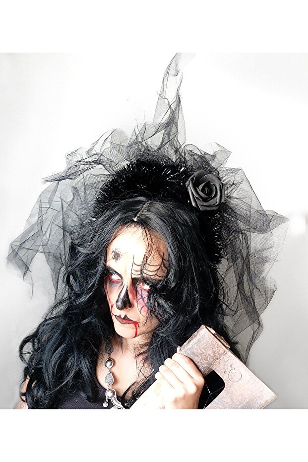 Halloween Ornaments, Halloween Crown, Halloween Costume, Black Veil