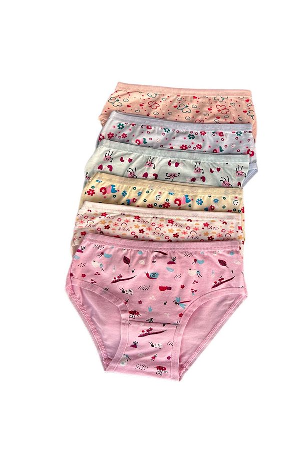 12'li Dondeza Pamuklu Penye Kız Çocuk Bikini Külot - 3