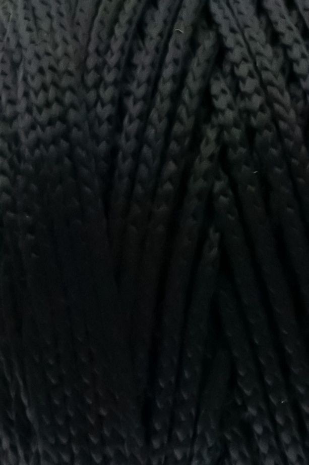 200 gr - 200 Mt - 2.5 Mm Siyah (185) Polyester Makrome Ipi Çanta Ipi Supla Ipi Örgü Ipi - 2