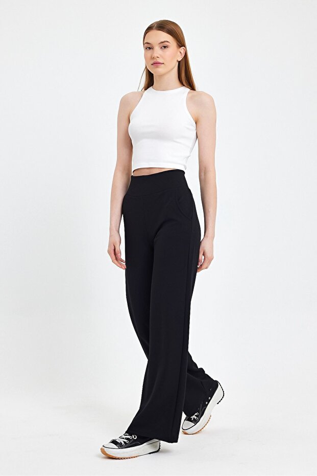 Corsage Belted Trousers - Lycra Crepe Fabric Daily Comfortable Fit