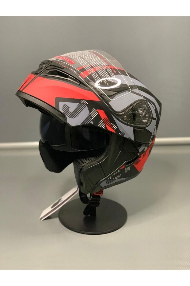 Jk-902 Güneş Vizörlü Çene Açılır Kask H1 RED - 7