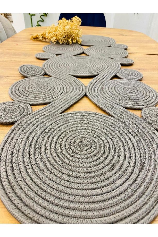 Jüt, Hasır,Sarmal Model, Dekoratif Masa Örtüsü, Runner 40x110 CM, Sehpa Örtüsü, Bohem Tarzı - 5