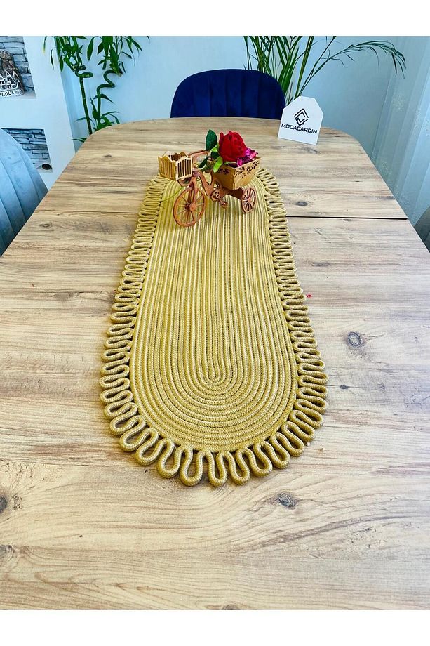 Jüt, Hasır, Dekoratif Masa Örtüsü, Runner 35x100 CM, Amerikan Servis, Sehpa Örtüsü, Bohem Tarzı - 1