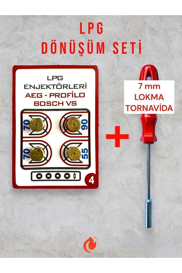 LPG Ocak Enjektör Meme Montaj Seti - 7'lik Ocak Memesi ve 7'lik Lokma Tornavida - 1