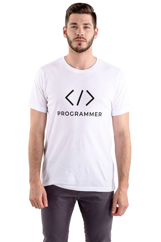 Unisex White Programmer Programmer T-Shirt - 1