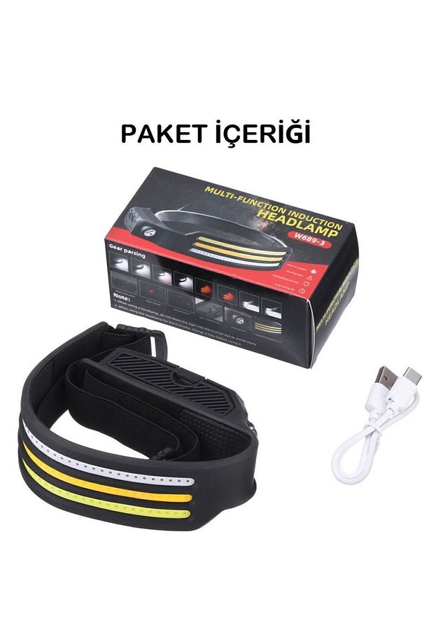 Kafa Feneri Cob Led Hareket Sensörlü Şarjlı Kafa Lambası 10 Modlu Flaşör Çakarlı Suya Dayanıklı - 6