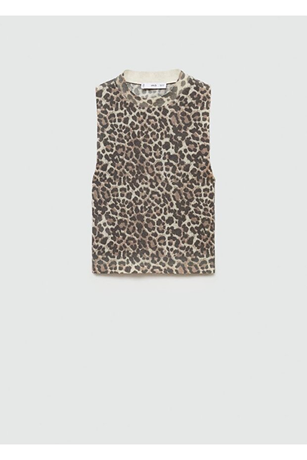 Leopar Desenli Triko Bluz - 3