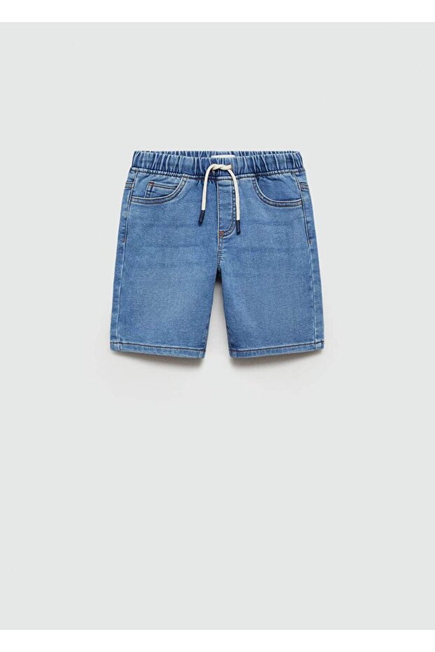 Beli elastik bermuda kot şort - 3