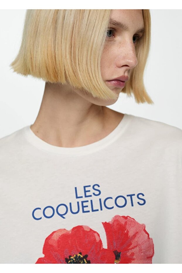 Desenli pamuklu tişört - 7