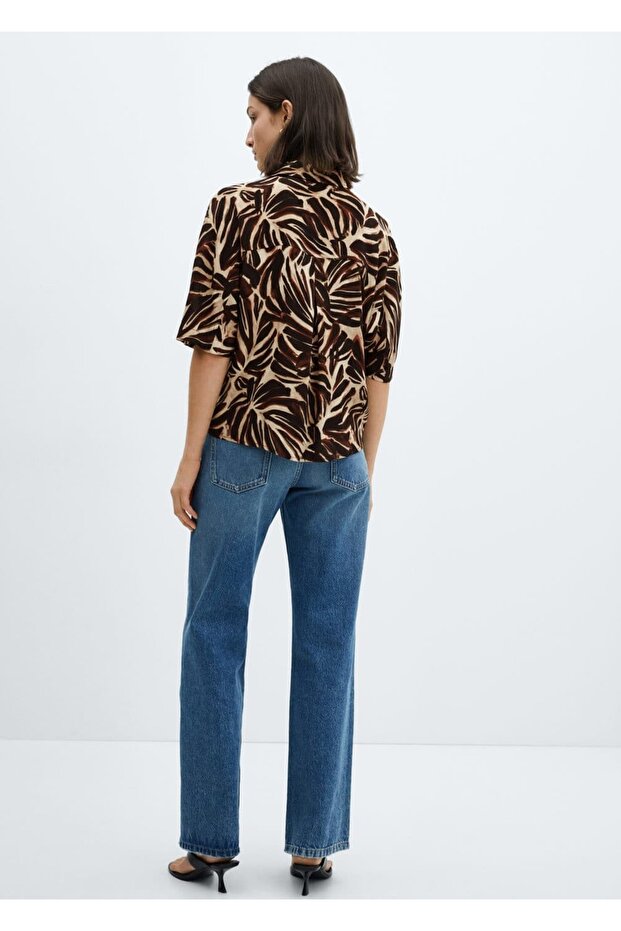 Dökümlü desenli gömlek - 4