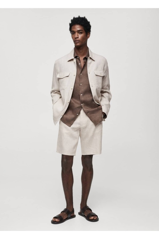 %100 Keten Regular Kesim Gömlek - 2
