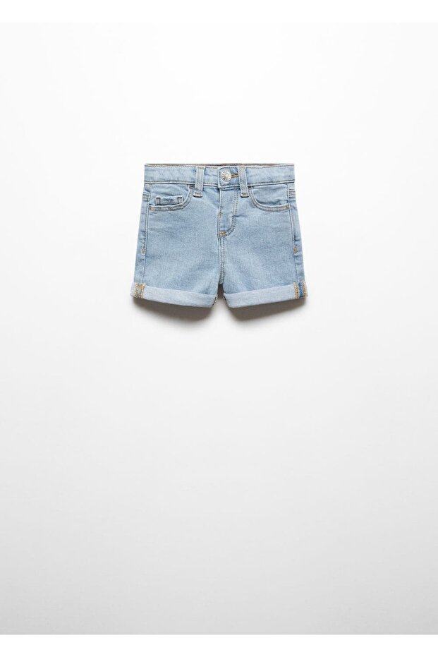 Paçaları kıvrık denim şort - 3