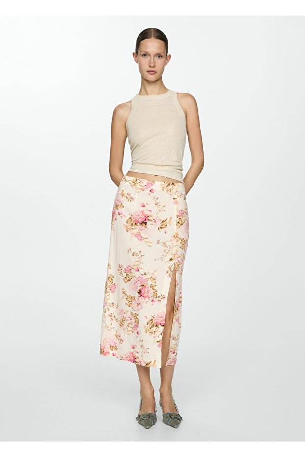 Keten yırtmaçlı etek - 2