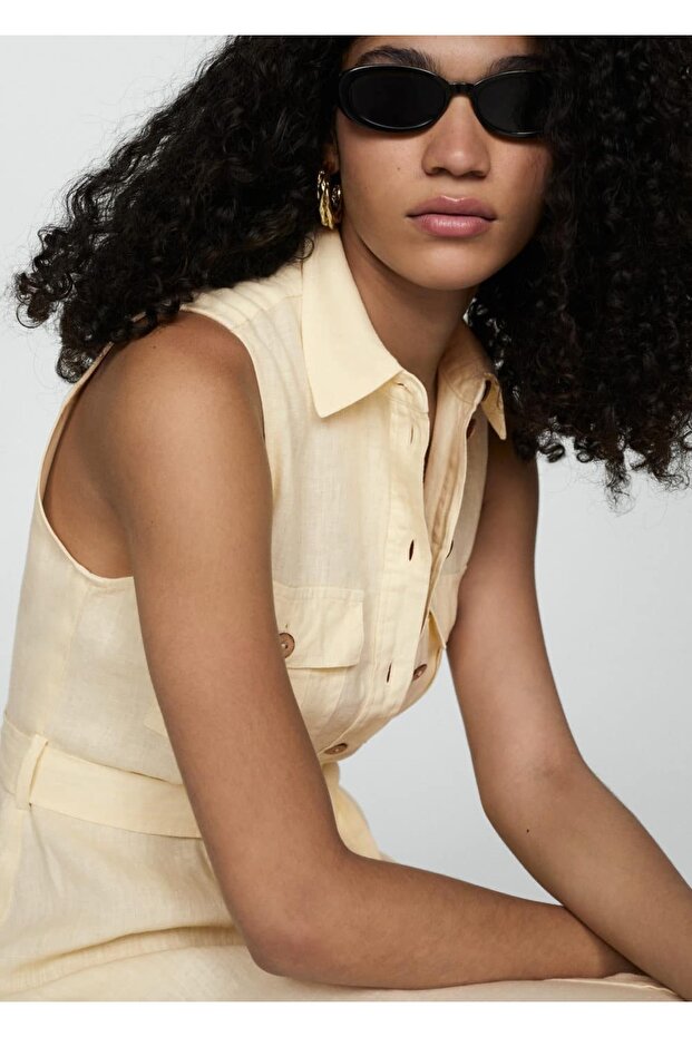 Keten Gömlek Elbise - 7