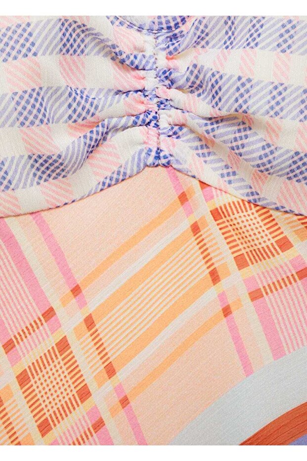 Askılı desenli elbise - 5