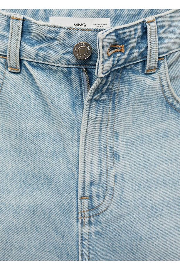 Düz denim Bermuda şort - 6