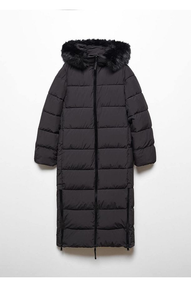 Kapüşonu suni kürklü kapitone anorak - 3