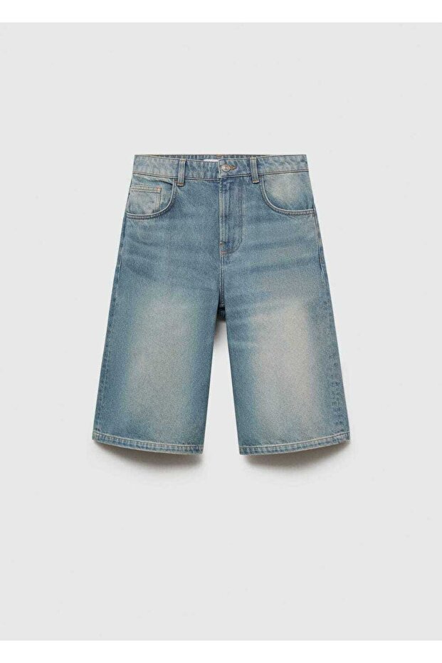 Bol kesim denim bermuda şort - 3