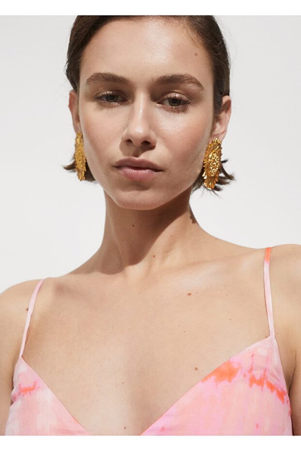 Desenli volanlı elbise - 4