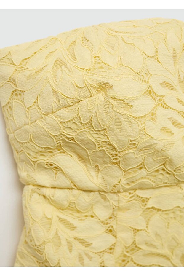 Straplez dantel elbise - 5