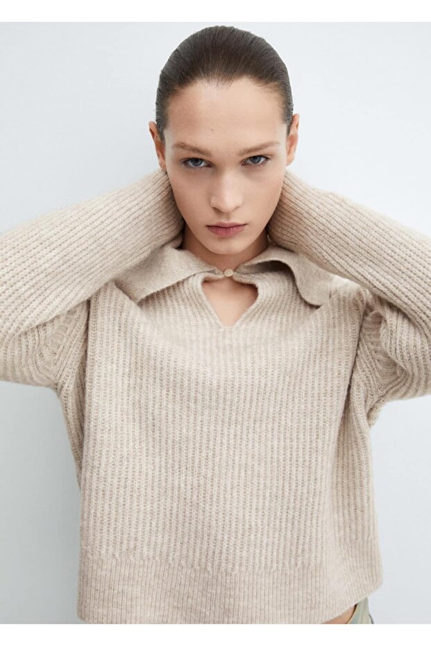 knitted sweater - Open collar - 8