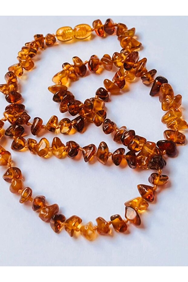 Drop Amber Cognac Color 45 Cm Unisex Necklace