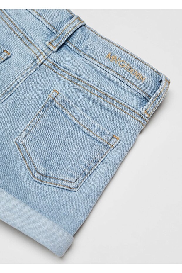Paçaları kıvrık denim şort - 6