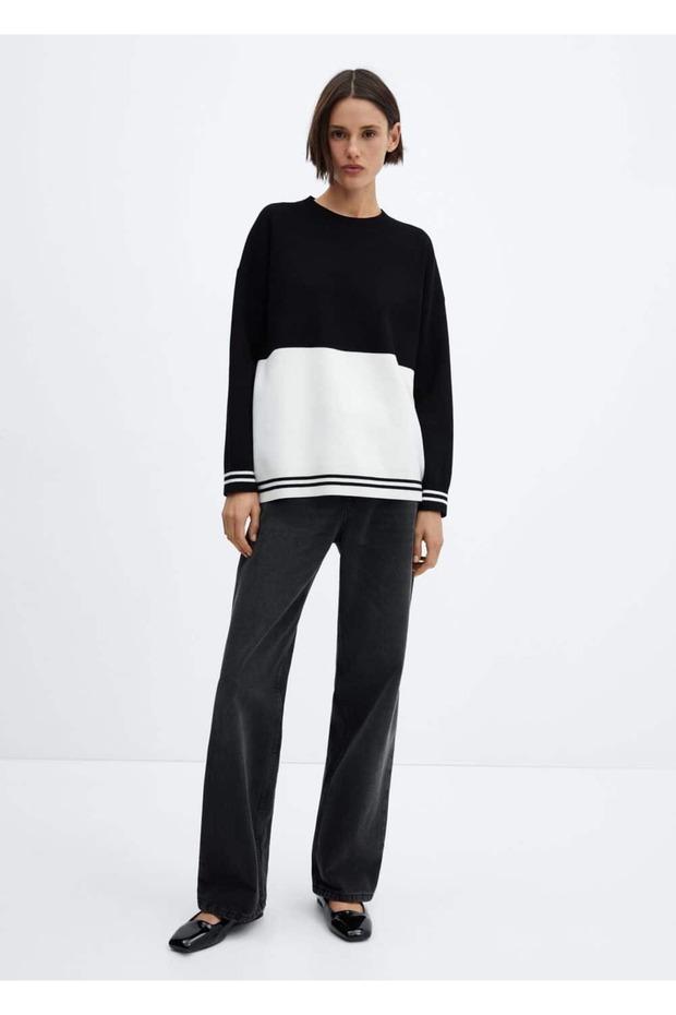 Zweifarbiger Strickpullover - 2