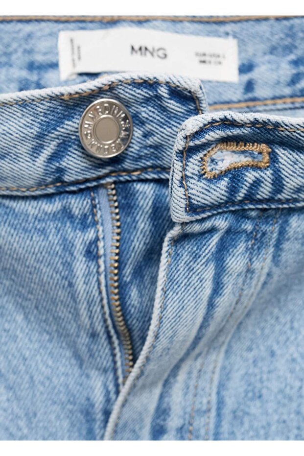 Yırtmaçlı denim etek - 5