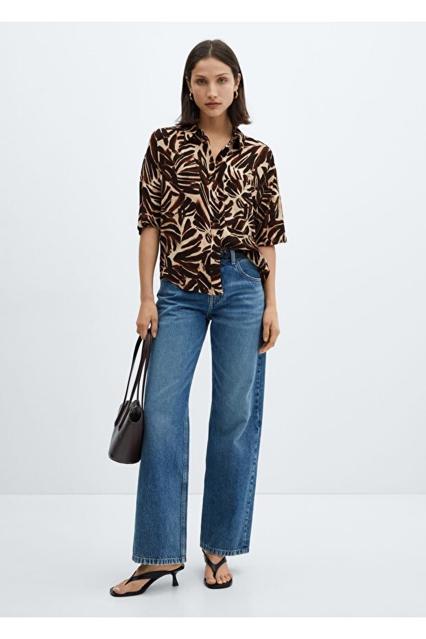 Dökümlü desenli gömlek - 2