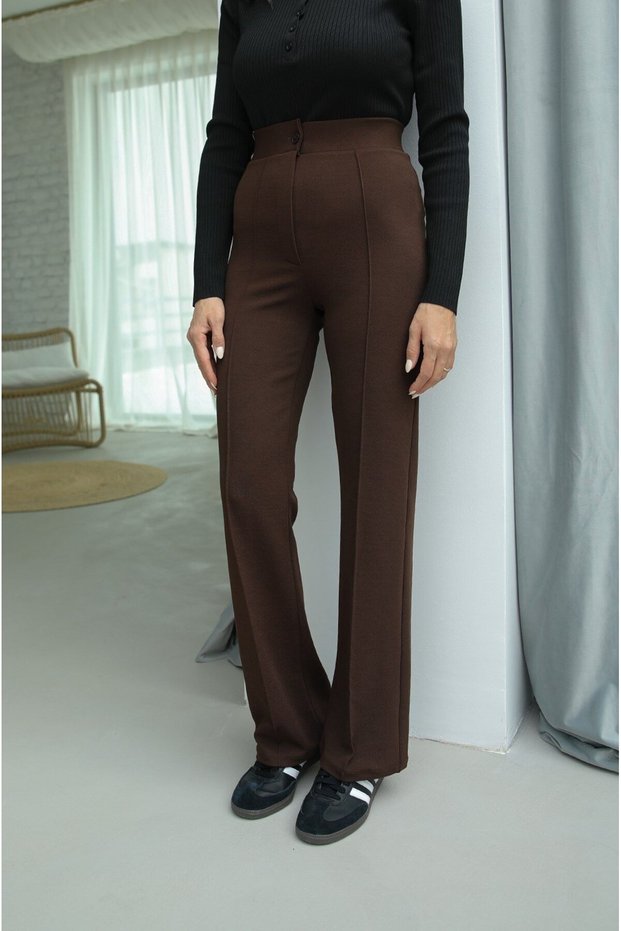 Bitter Brown Pile Palazzo Trousers