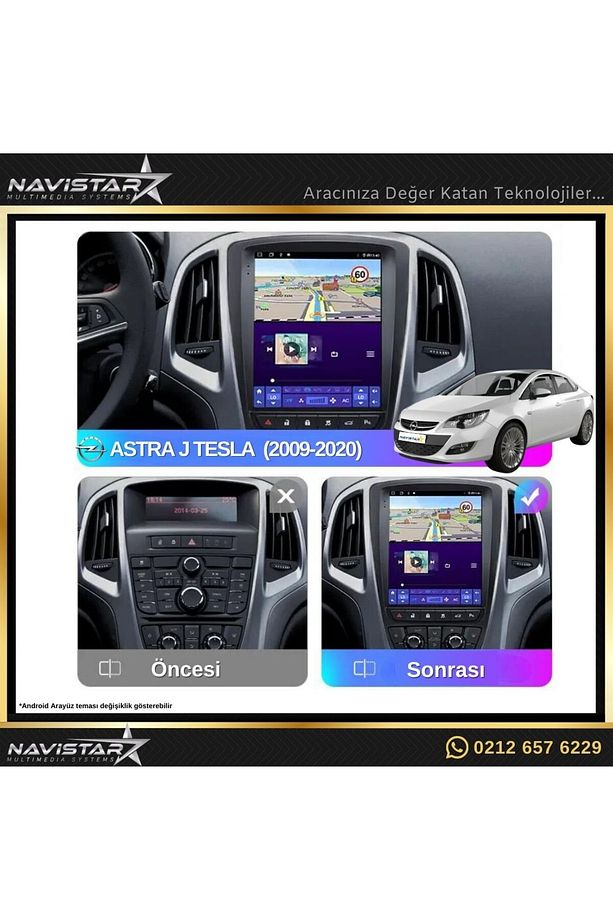 Opel Astra J Tesla Uyumlu Android Multimedya Ekran 10.1 - 3