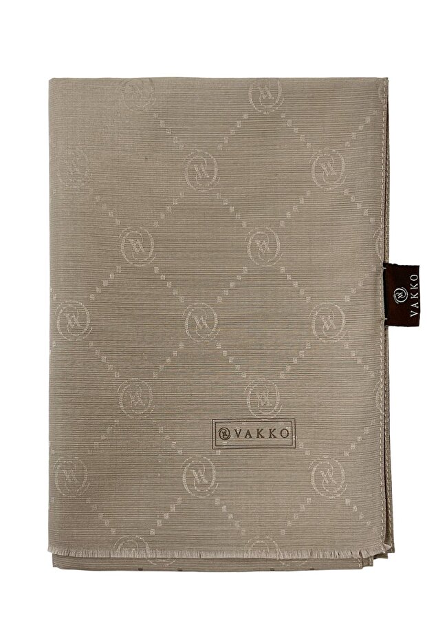 Pamuk İpek Şal - Monogram - Taş - 1