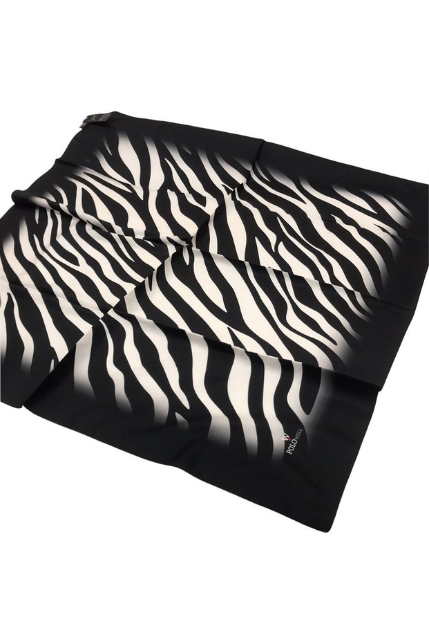 Polowell Twill Scarf - Zebra Pattern - Black and White