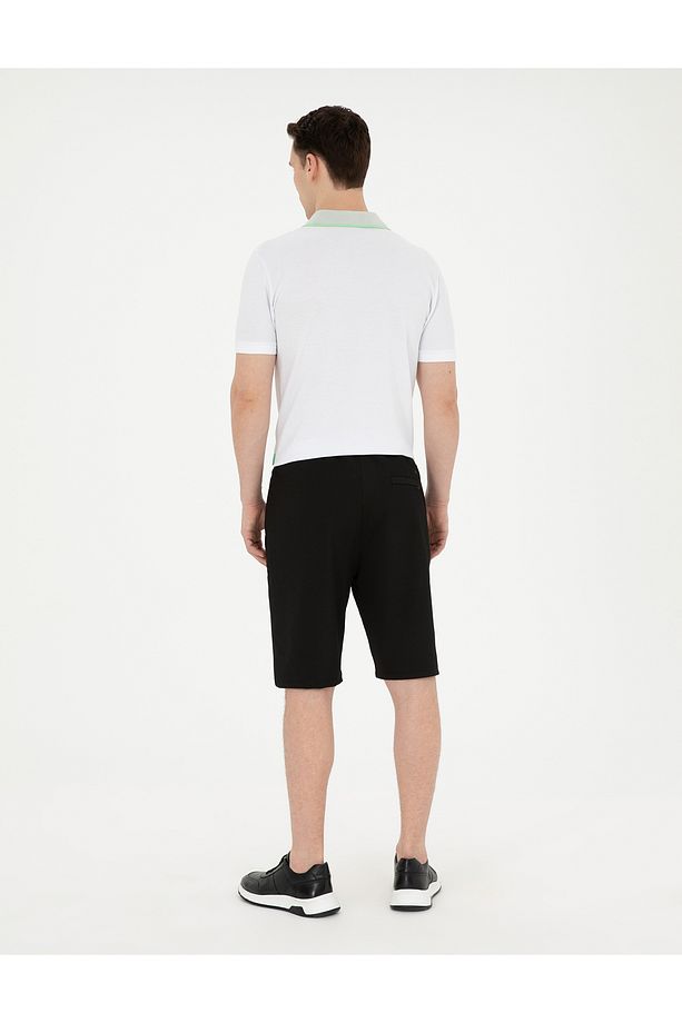 Siyah Regular Fit Örme Şort 50285211-VR046 - 4