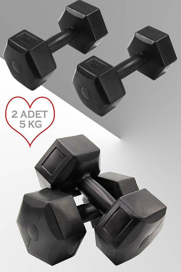 5 Kg X 2 Adet 10 Kg Dambıl Seti Ağırlık Vücut Geliştirme Siyah - 1