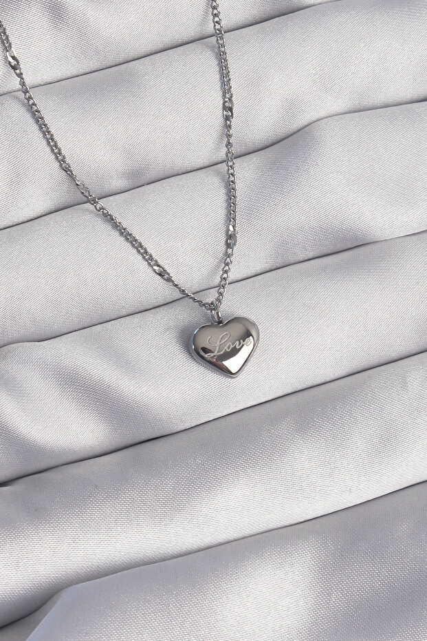 316L Steel Silver Color Heart Model Love Necklace