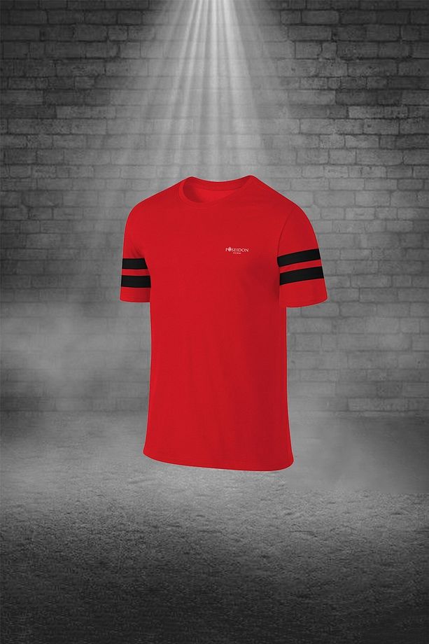 Erkek Kırmızı Dri-fit Kumaş Baskısız Yuvarlak Yaka Kısa Kol Tişört Şort Alt Üst Set (S -3XL) - 2