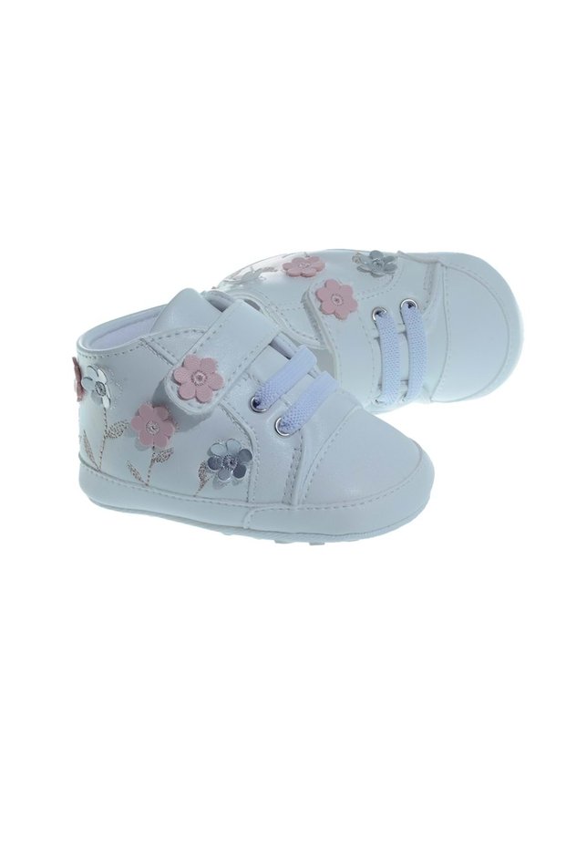 241156 White Baby Girl Shoes, Baby Shoes, Non-Slip Sole