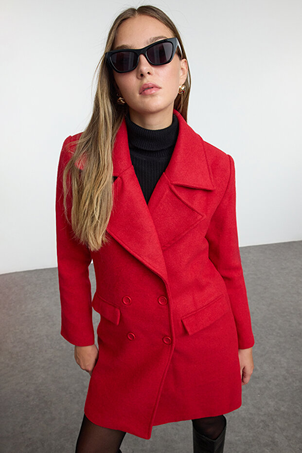 Červený kabát v běžném střihu - Twoaw23kb00029 - 4