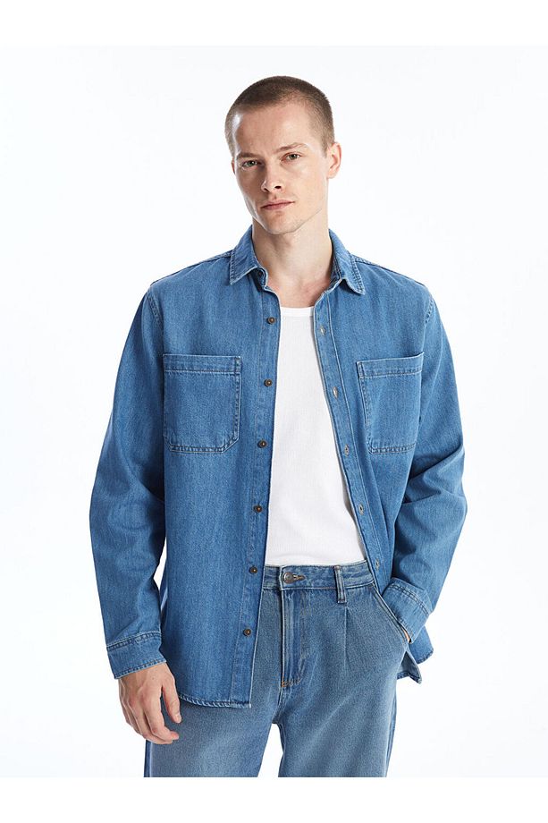 LCW Regular Fit Uzun Kollu Erkek Jean Gömlek - 1