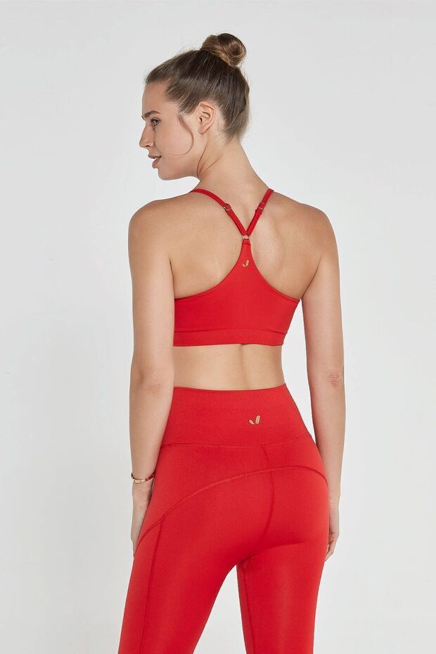 Pine Adjustable Thin Strap Bra Red - 4