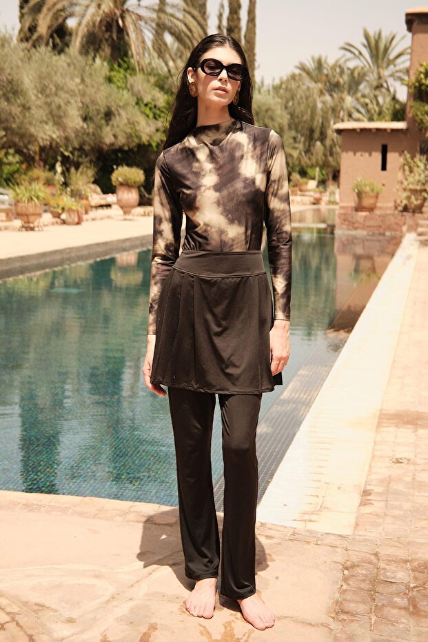 Fekete fürdőruha szoknya - redős részlet - 2