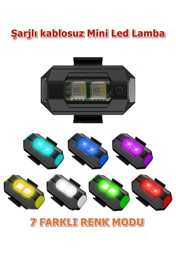 Bisiklet Motor Drone Uçak Kanadı Led Şarjlı Kablosuz Mini Led Çakarlı Lamba - 1