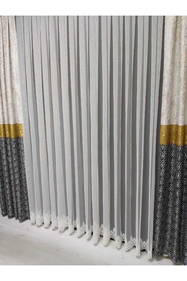 Tül Perde Grek Etek Desenli Sık Pile 1 E 3 - 4