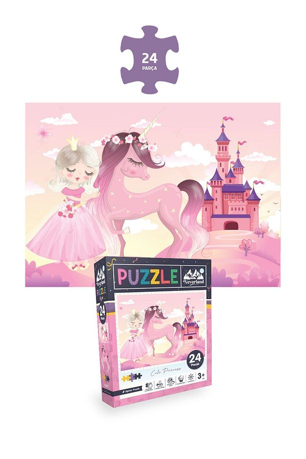 4'lü Çocuk Puzzle - 24 P. Sevimli Prenses / 50 P.deniz Kızı / 100 P. Unıcorn / 50 P. Sihirli Unıcorn - 2