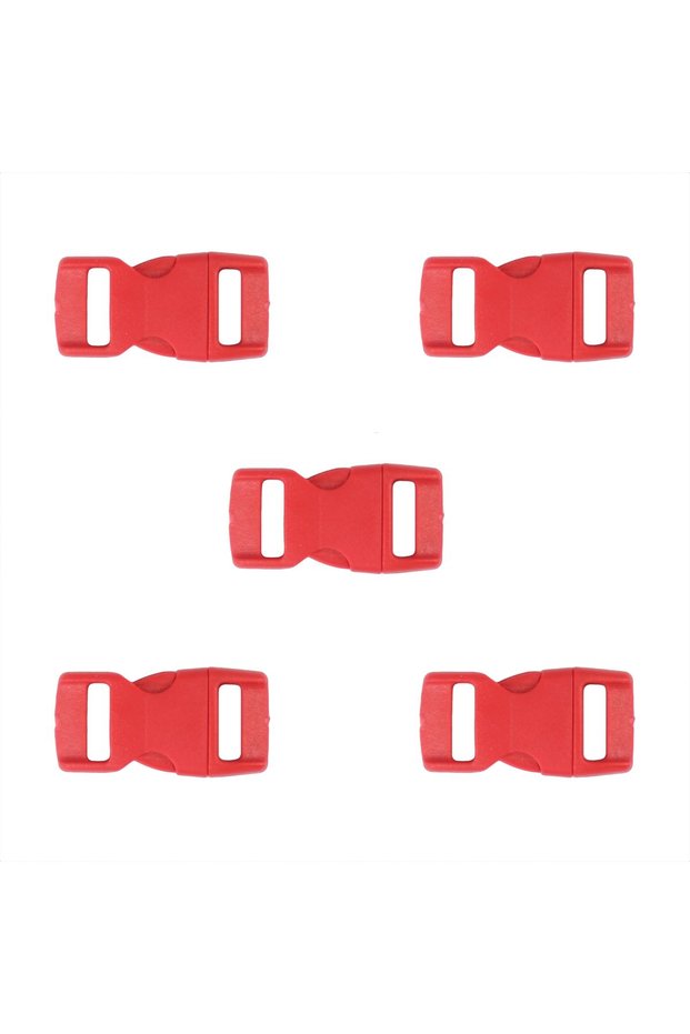 Plastic Clips 30 mm - 5 Pieces Red-Paracord Clip, Bag, Jewelry, Leash, Bracelet Clip